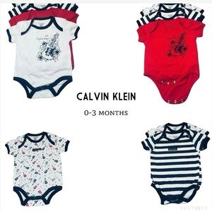 Calvin Klein Baby Bodysuit Set 5 Red, White, and black